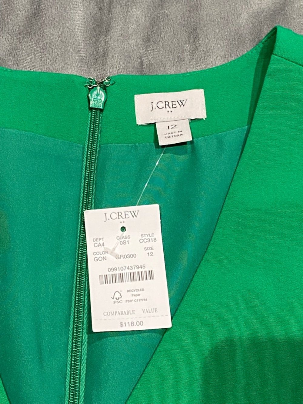 J. Crew Factory Kelly Green Sleeveless V-Neck A-Line Mini Dress - Picture 4 of 13